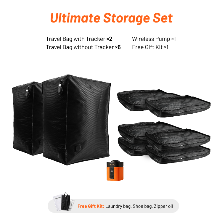 Vacuum Compression Bags with Tracker & Wireless Pump