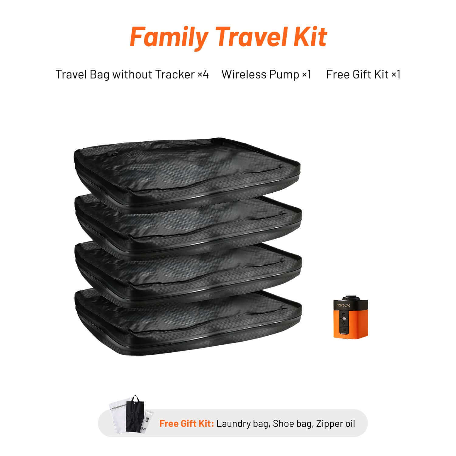YOYOVAC Family Travel Vacuum Compression Bag Kit with Wireless Pump